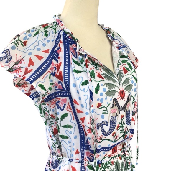 Loft Mermaid Garden Cotton Midi Dress Size Petite Small - Picture 7 of 9